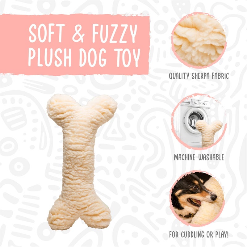 HuggleHounds Plush Bone Dog Toy - Dog Fuzzy Bone Toy, Soft Fleece, Durable Stuffed Dog Toy for Large Breeds, Puppies, Faux Sheepskin - 24" HuggleFleece Bone - Image 2